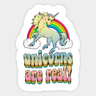 Unicorns Are Real! Rainbow Graphic Design Logo T-Shirt Sticker